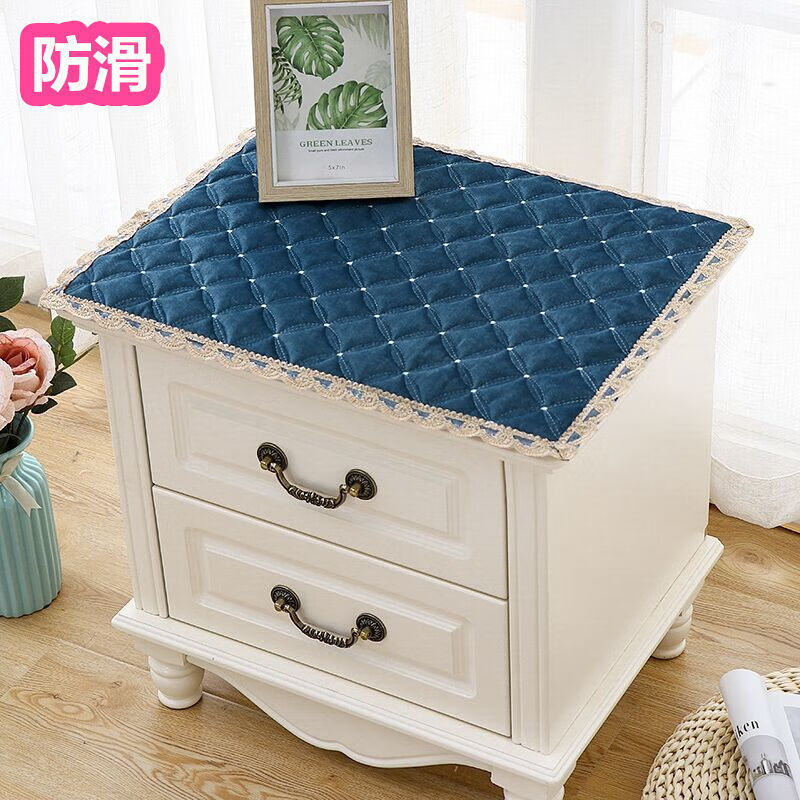 一件装新款防滑床头柜罩三层加棉加厚床头柜盖巾防尘盖布绒布小鹿灰色