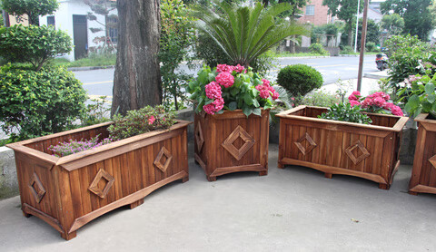 多瑙梦户外木花箱防腐木花箱长正方形庭院碳化木花槽种植箱阳台种菜