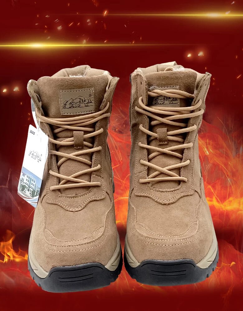 鞋冬季皮毛一体雪地棉靴男加厚纯羊毛靴东北防寒大棉靴防陆战队特保鞋