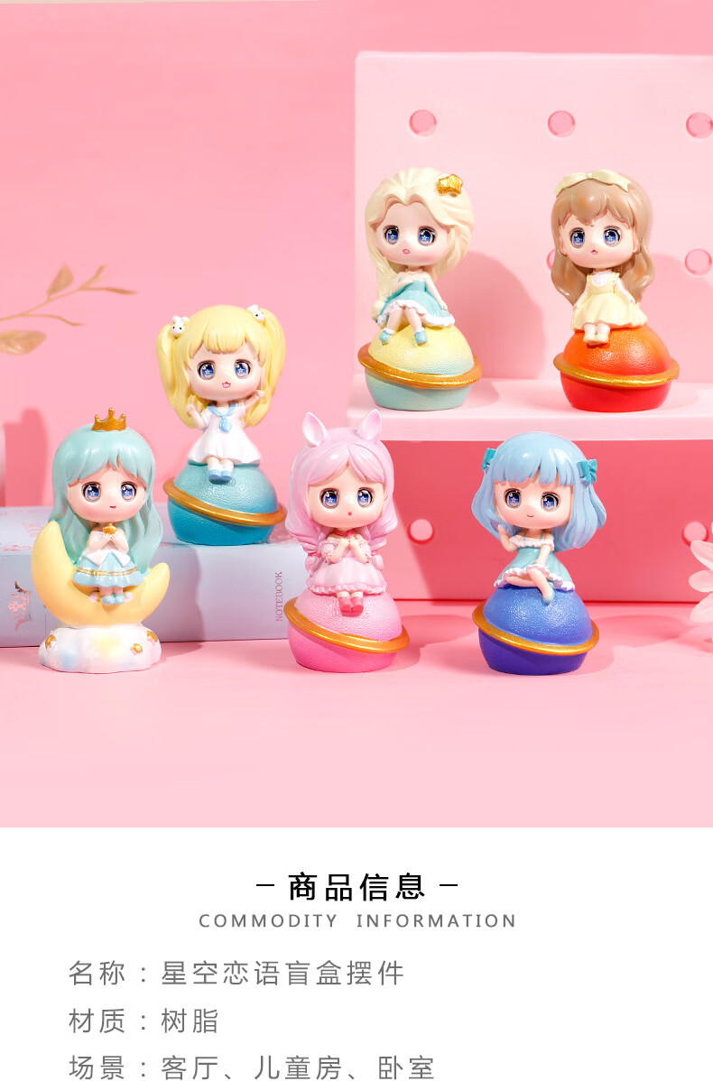 星空恋语可爱女孩元气食堂盲盒创意树脂摆件房间装饰卡通手办实用娃娃