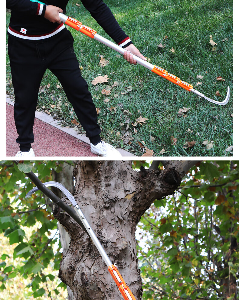 加粗摘割槟榔刀伸缩杆加长12米6节10米槟榔杆加厚12米铝合金 14米加粗