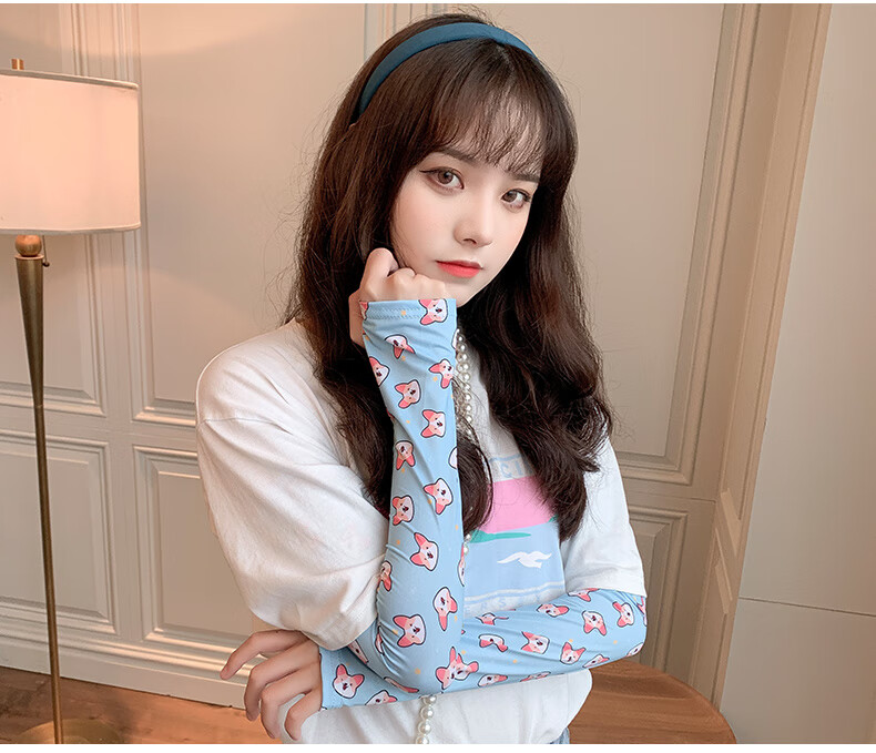 浪莎(langsha)防晒手袖冰袖冰丝袖套女手臂手套女紫外线百搭薄款潮网