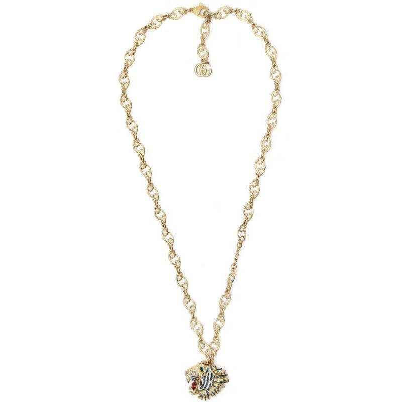 年货节品质保证gucci古驰珠宝首饰女士虎头项链0933cryememultiuni