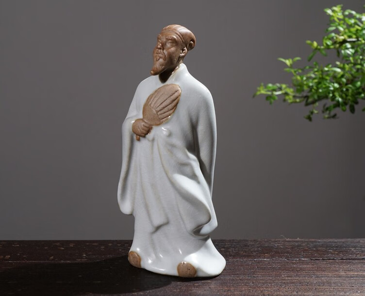 金小悠盆景假山摆件 陶瓷小人物老翁下棋翁弹琴吹笛配件 上水石吸水石