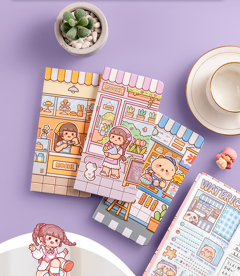 随身便携网格口袋本女生款小笔记本子少女心手帐本方格内页手杖贴纸