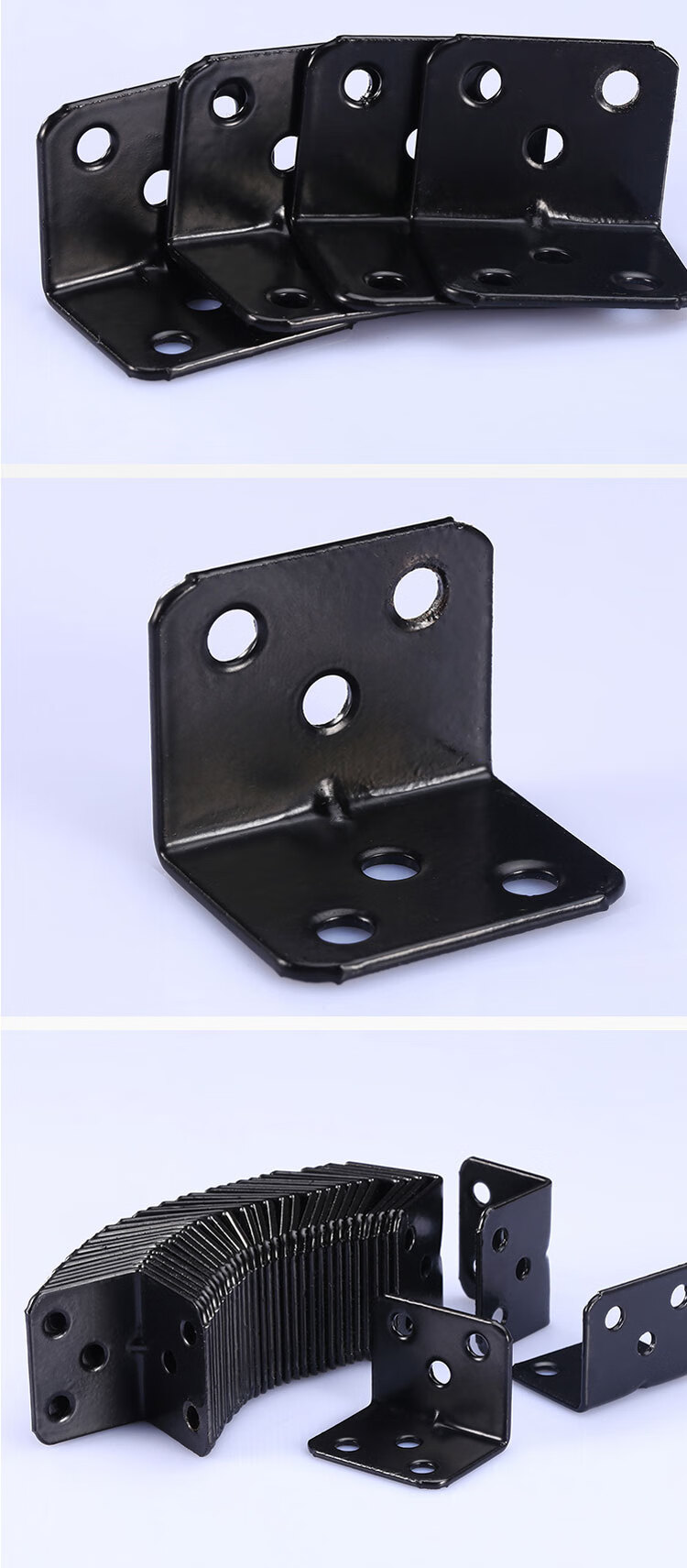 加厚6孔黑色电镀角码家具固定连接五金配件90度l型直角角码