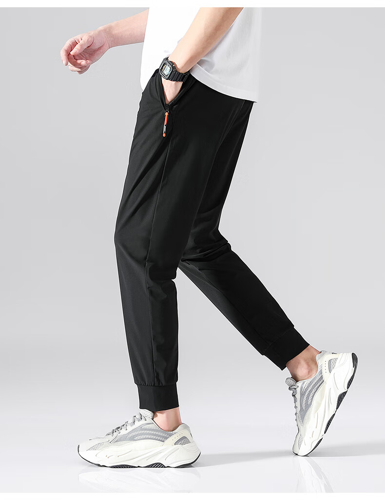 七匹·狼旗下美式潮牌青年男士夏季男裤冰丝运动休闲裤男宽松夏裤束脚