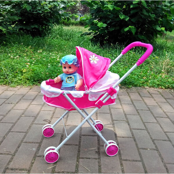 娃娃儿童玩具推车婴儿小推车宝宝手推车学步男女孩过家家咖啡色小轮半