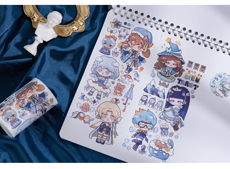 语闲(yu xian) 特油和纸胶带 可爱巡游记系列 卡通ins风人物手帐素材