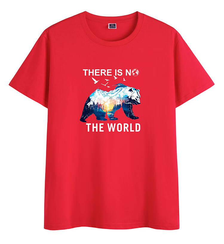 北极熊印花男士纯棉宽松休闲圆领冰熊印花t桖型男上衣服百搭t恤男黑色