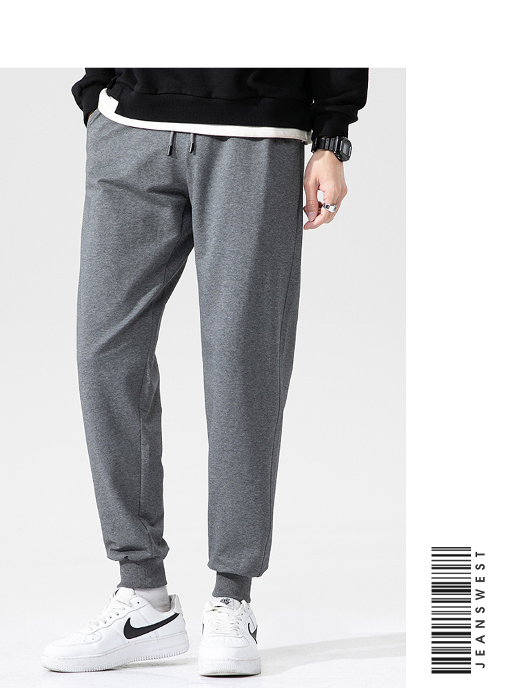 真维斯休闲裤男宽松新款情侣裤纯色束脚运动裤潮流jm黑色8010s