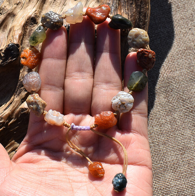 戈壁玛瑙原石手串戈壁石奇石阿拉善石筋脉石原石手串手链sn859040号单