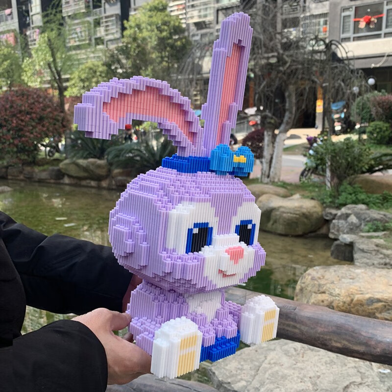 【新品】积木成人女孩玩具3d立体拼图高难度星戴露小颗粒拼装模型兔子
