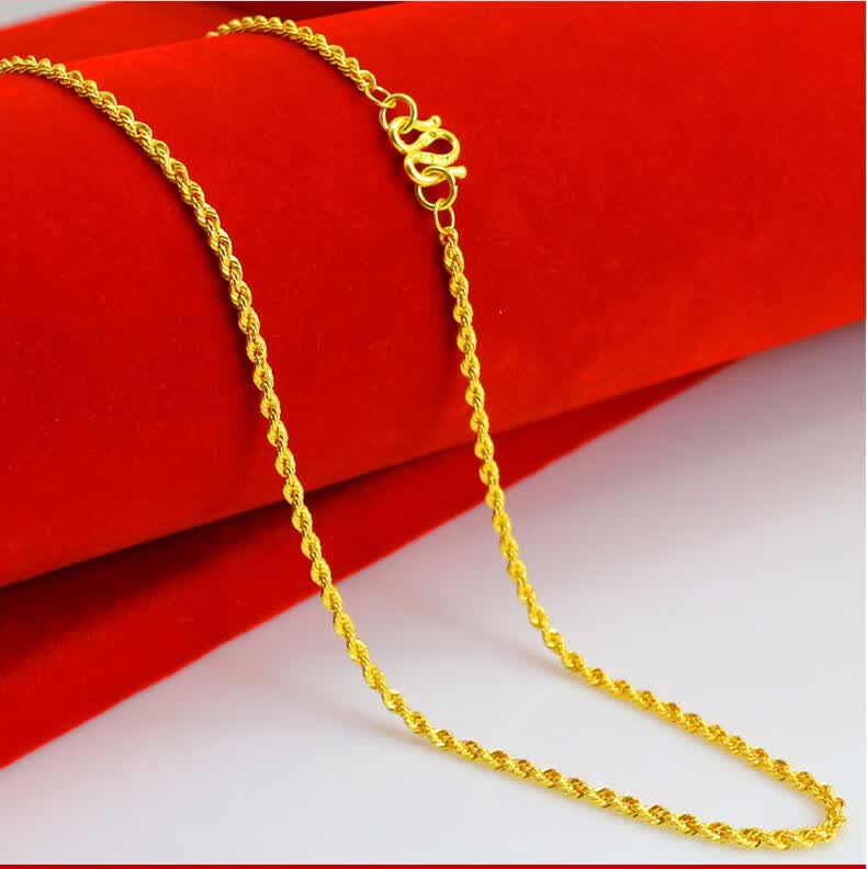 黄金项链999足金男士细女款粗龙须链麻绳链纯金麻花链真金加长4950