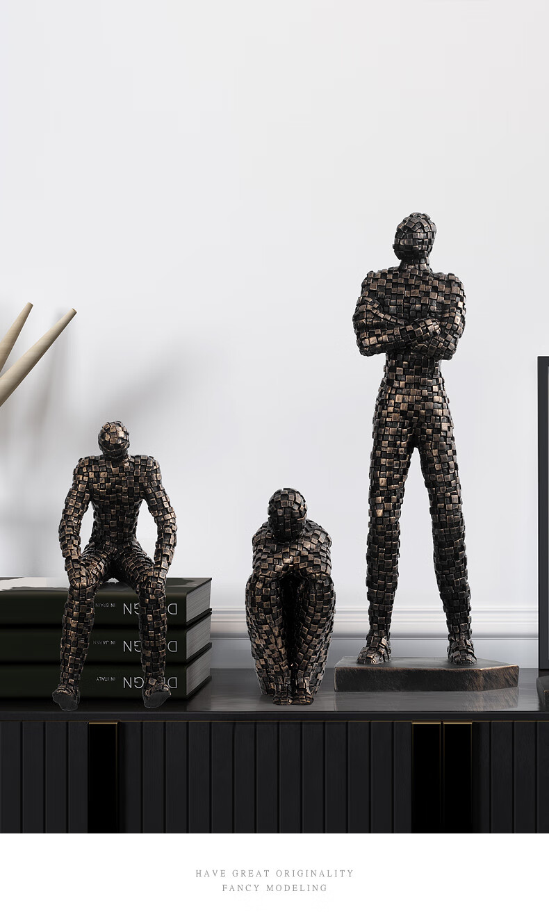 北欧现代简约轻奢抽象树脂人物雕塑摆设客厅玄关电视柜家居电视酒柜