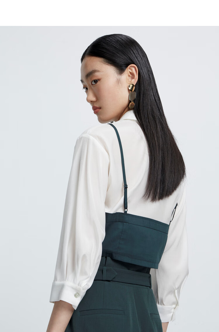 rococo2021春夏新款雪纺休闲白色设计感显瘦通勤长袖衬衫女 微波绿 s