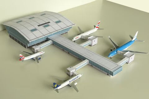 跑道 1:400机场地景机场建筑3d纸模diy手工客机民航飞机机场跑道模型