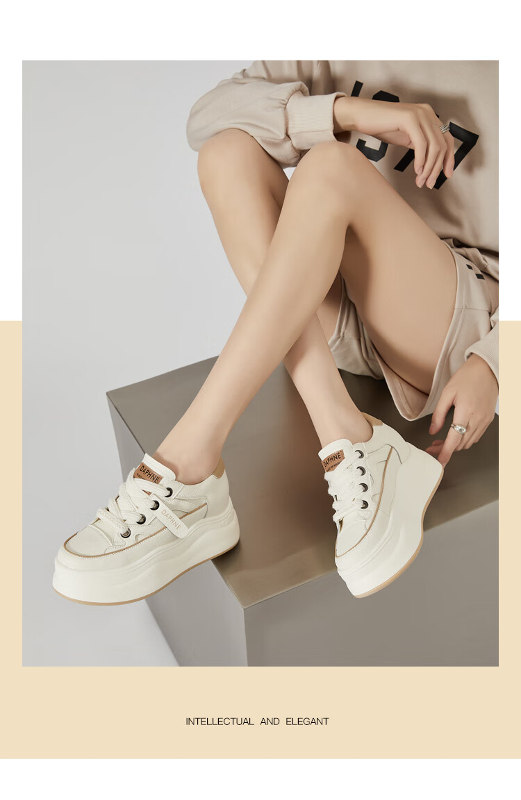 DAPHNE Women's White Sneakers, Versatile Breathable Sports Shoes, Thick-Soled Heightening Casual Trendy Skateboard Shoes for Women, Black, Size 40 8