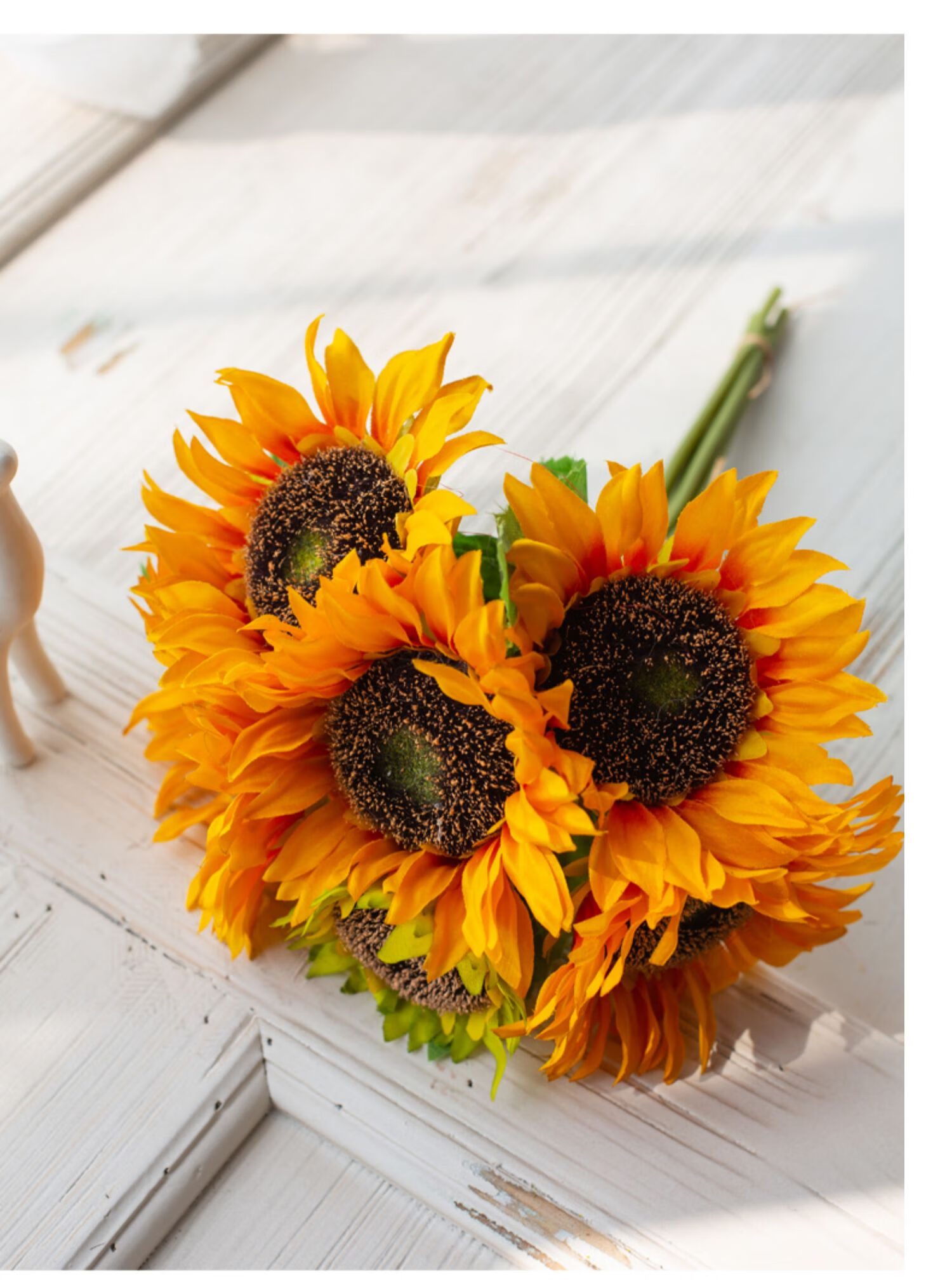 摆设客厅餐桌面假太阳花装饰插花艺摆件塑料绢花 小白瓶 向日葵【图片