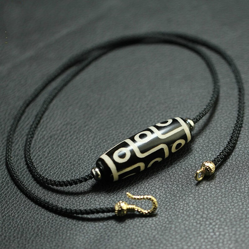 微韵 西藏九眼天珠横穿挂绳 锁骨项链老九眼天珠 男女情侣锁骨项链