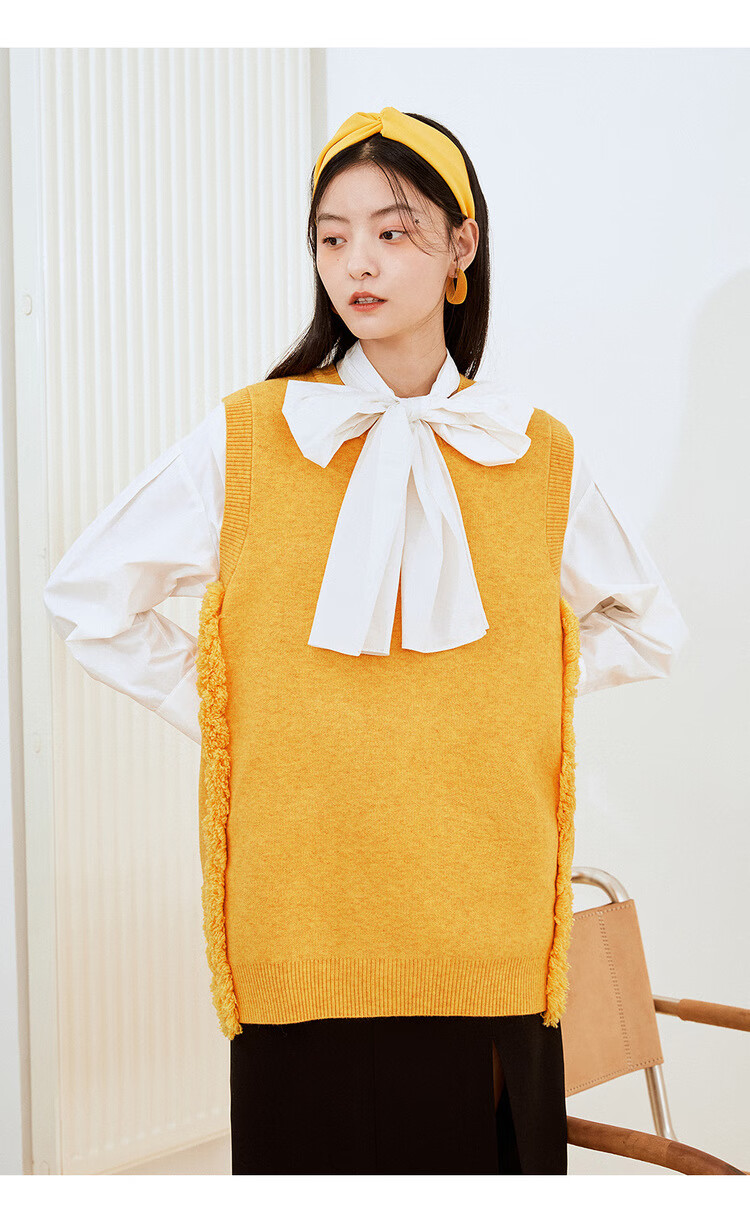 形套头圆领针织马甲背心女2021春季新款叠穿搭配单品马夹 橘色(现货)