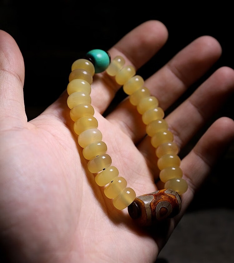 森洲 西藏天然山羊角手链羊角佛珠手串男民族风饰品玛瑙礼物女情侣款