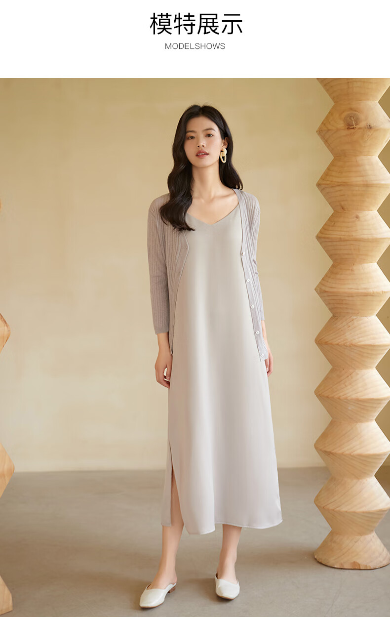 thesealife欧海一生2022春季新款吊带连衣裙女性感侧开叉长裙j6823