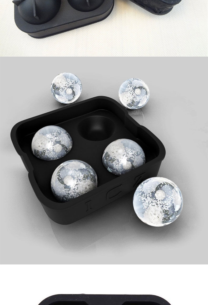 demanke威士忌大冰球硅胶模具免凿冰模冰盒冰格酒吧速冻制冰模具4圆球