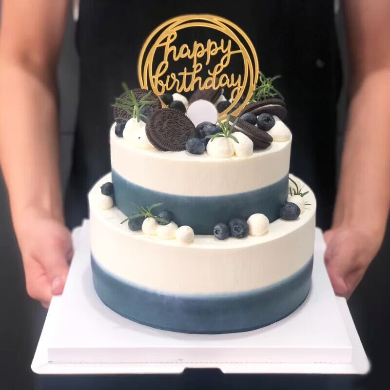 南茶郎网红创意定制双层复古手绘水果生日蛋糕宴会聚餐祝寿预定全国