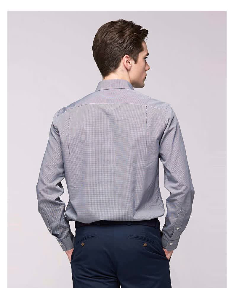 brothers/布克兄弟纯棉通勤府绸棉格纹休闲正装长袖衬衫 4000-淡青色