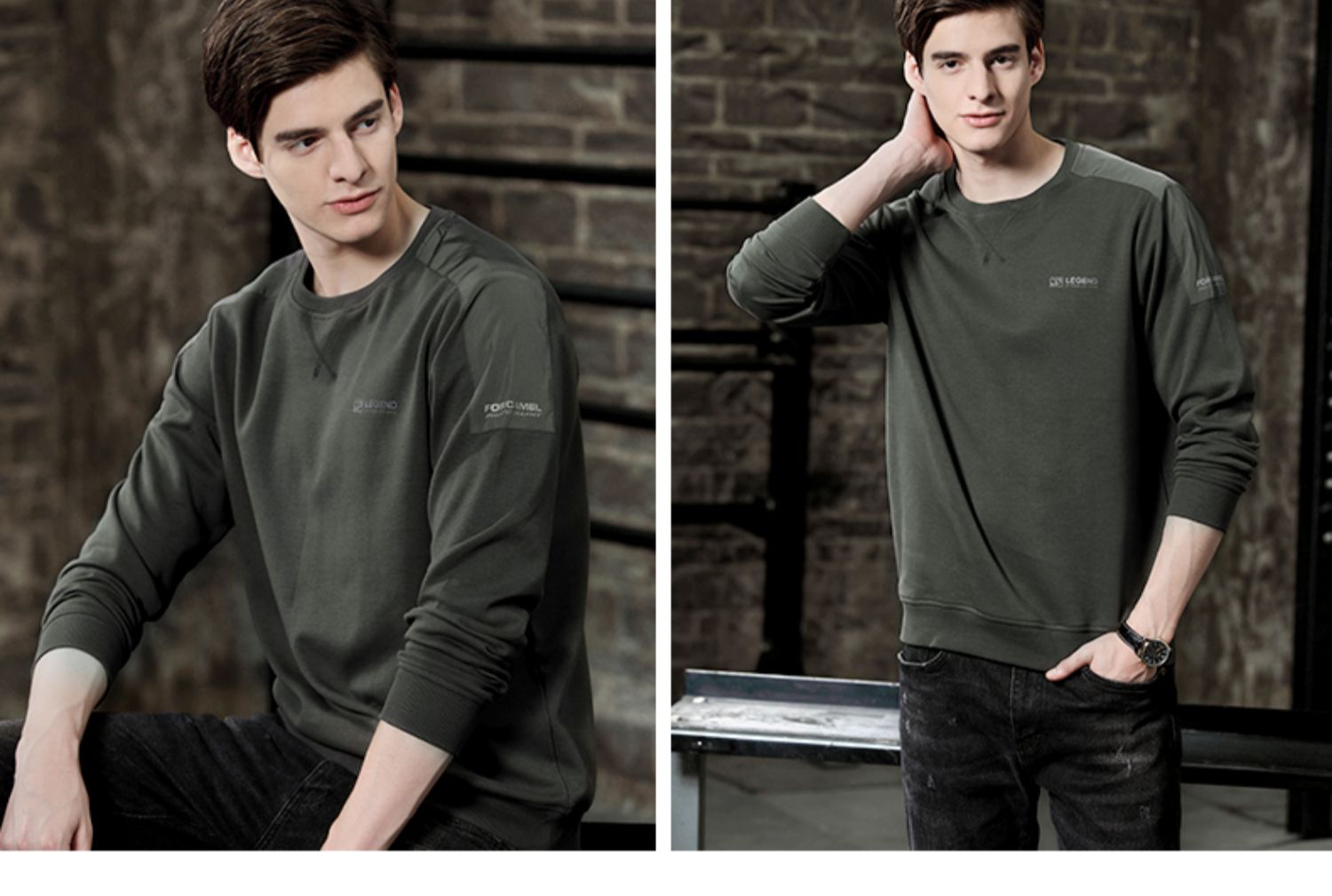 nob春秋季圆领长袖t恤男士休闲卫衣宽松打底衫运动潮流体恤男装上衣