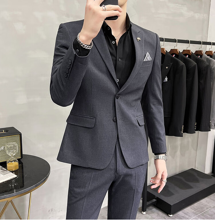 小西装男套装2021春季新款韩版修身潮流帅气英伦商务休闲男士西服