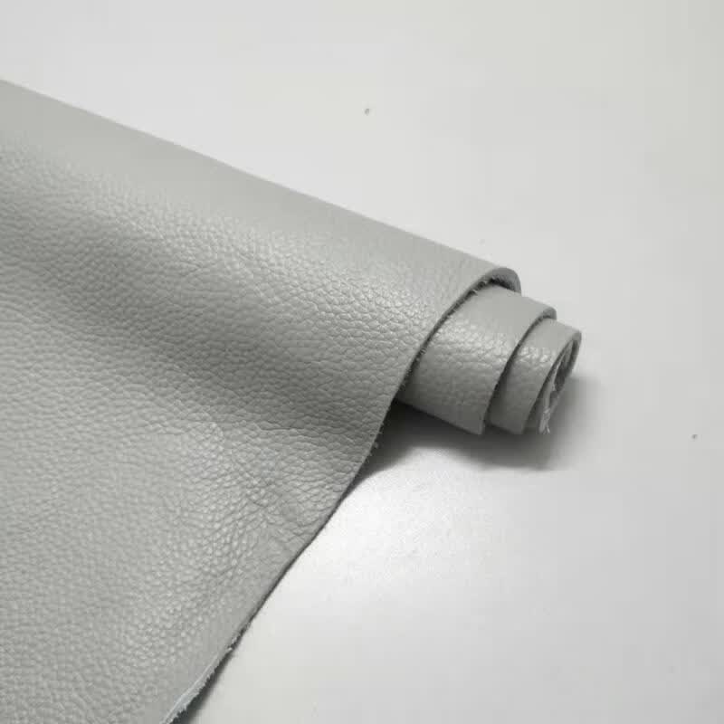 裕华庭轩真皮头层牛皮浅灰色手工diy材料灰白色皮革面料沙发座椅垫子
