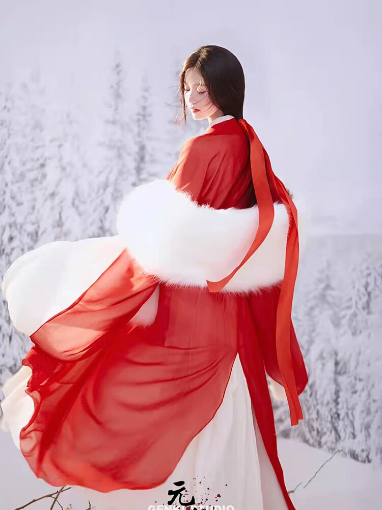 女侠风古装汉服红色魏晋古风武侠女款中国风摄影写真舞蹈演出服套装