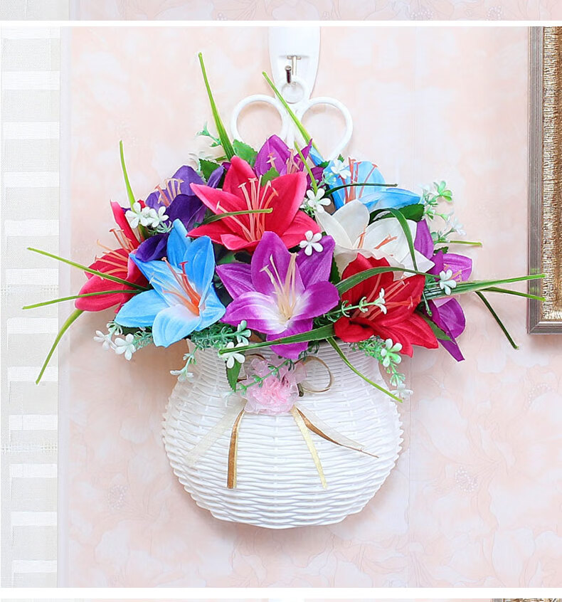 欧式壁挂式花篮套装客厅植物半圆假花盆室内墙面盆栽吊兰仿真花卉装饰
