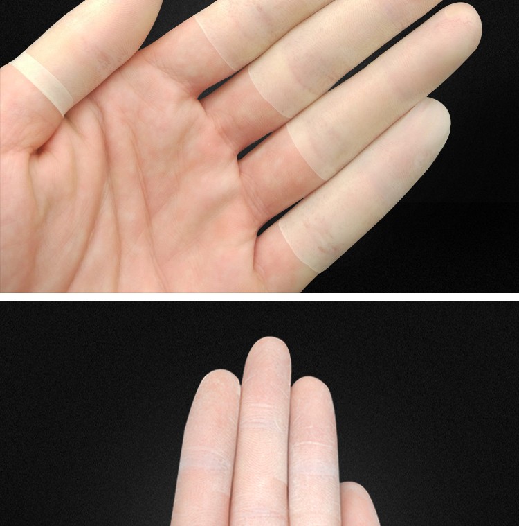 手指套防滑一次性指套超薄透明乳胶防护指子套工作磨砂切口保护套白色