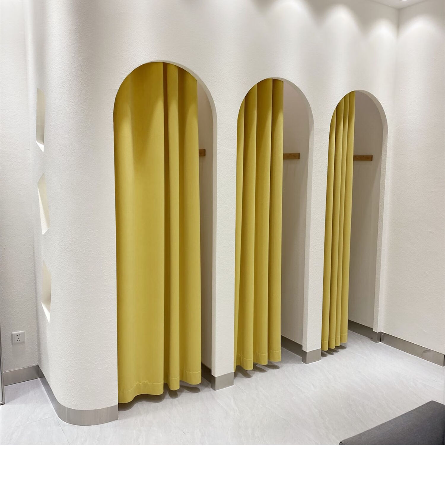 高端试衣间门帘服装店窗帘定制商场男女更衣室布帘免打孔隔断帘子 蓝