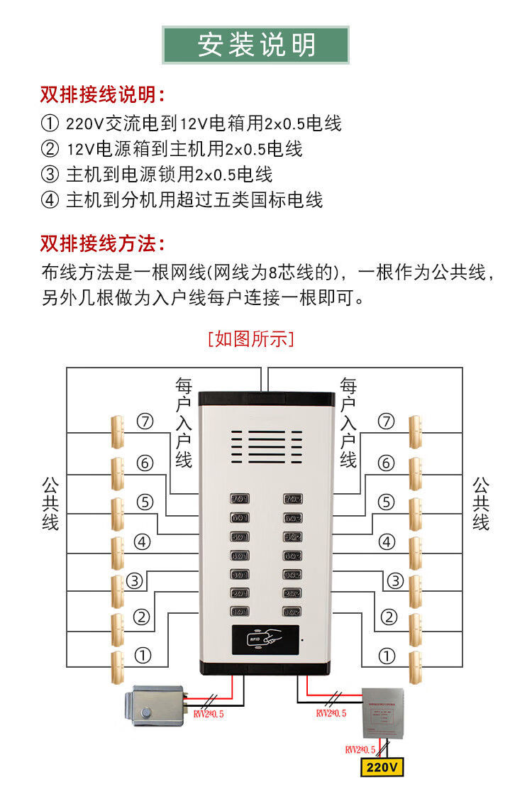 门禁电话机6根线怎么接(门禁电话机安装视频)