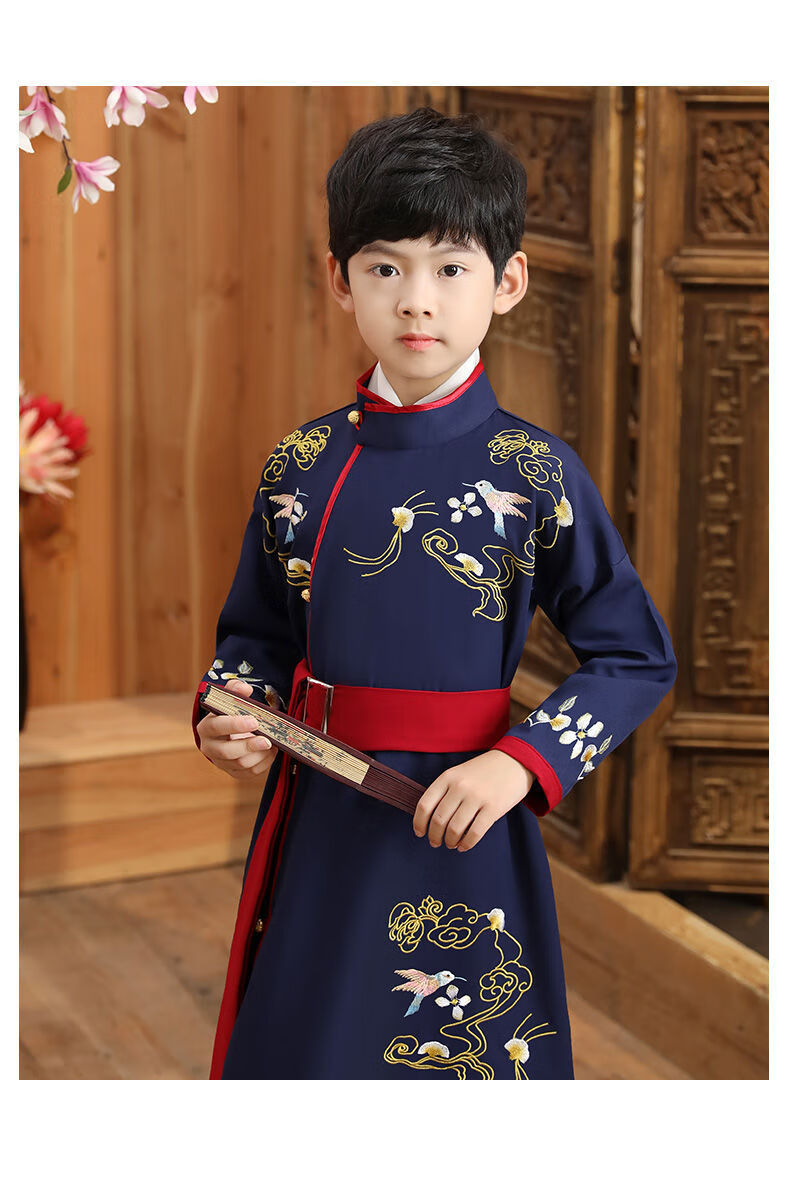喵驼汉服男童古装6-13岁男孩穿的古装汉服春秋款式唐装中国风儿童古装