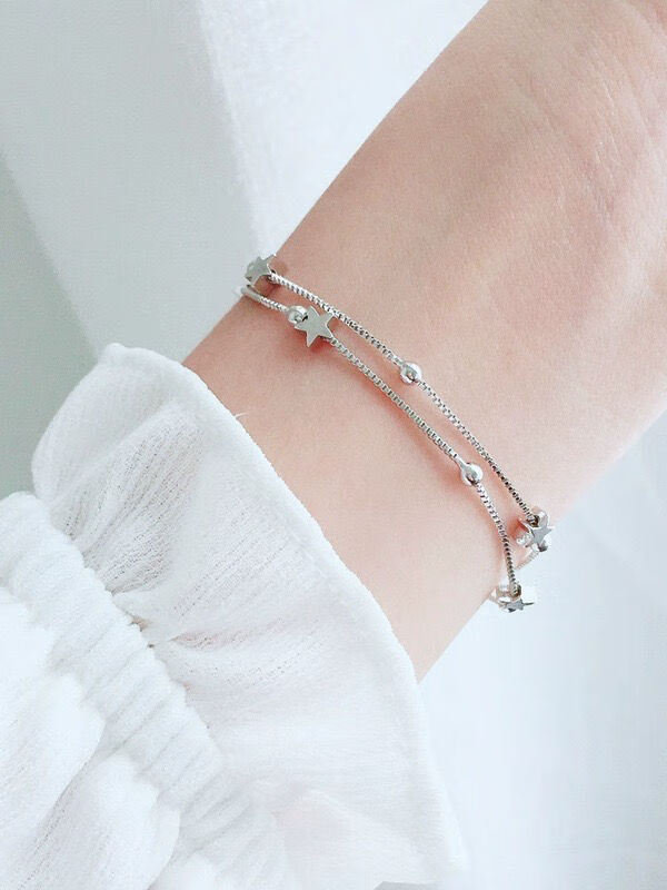 ck手链女s925银ins不掉色小众学生韩版生日礼物送女生冷淡风手腕链子