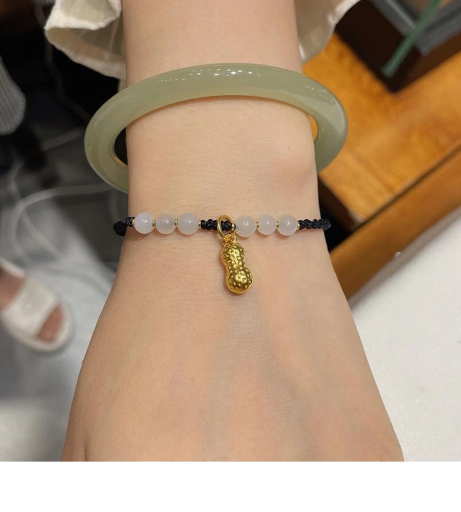 999足金好事花生手链黄金纯手工编织手绳网红同款生日礼物送女友 黄金