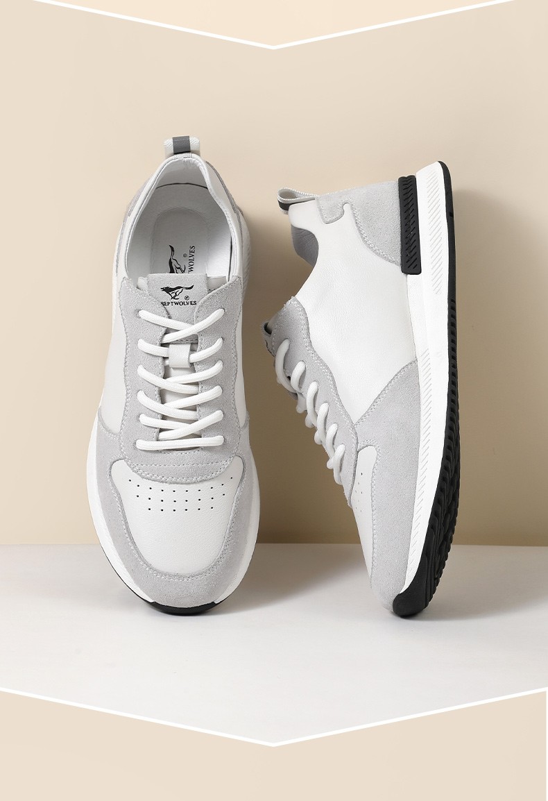 七匹狼鞋子男鞋真皮夏季潮款男士运动休闲鞋低帮透气跑步鞋白色41