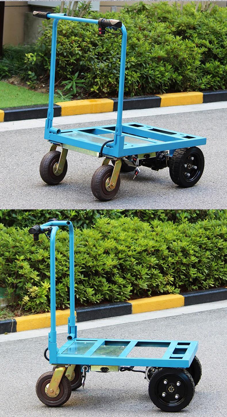 电动手推车拉瓷砖搬运车平板拉货车可进电梯小推车载重王 电瓶款_爬坡