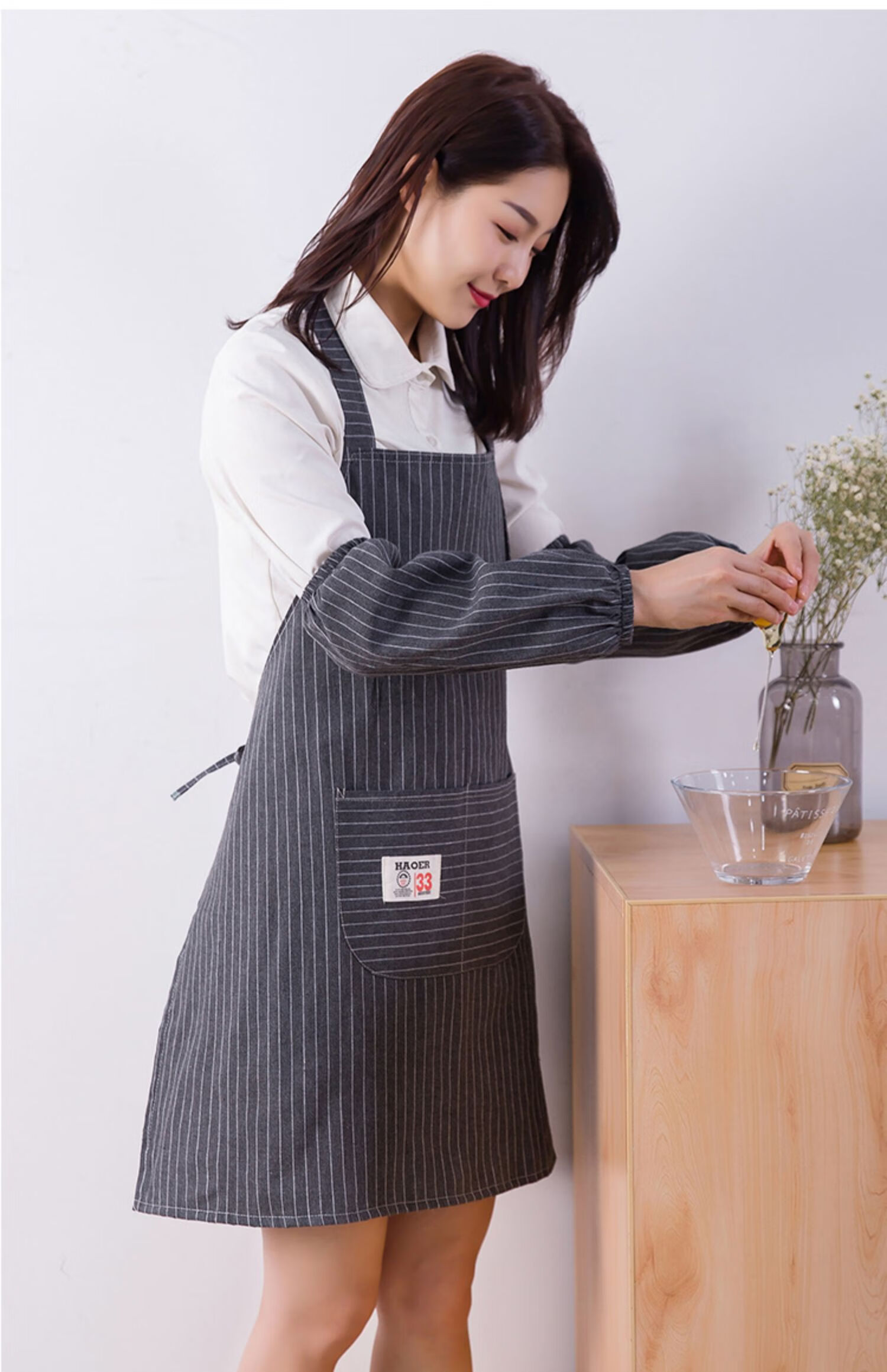 可调节纯棉围裙女时尚家用厨房防水防油可爱日系韩版工作服男定制