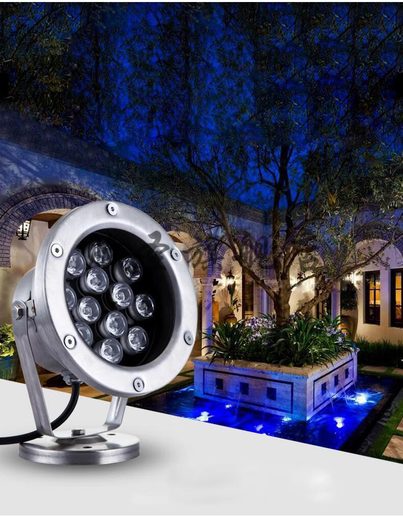 水底灯led防水鱼池灯水下灯彩色9w投射灯喷泉户外亮化景观投光灯3w