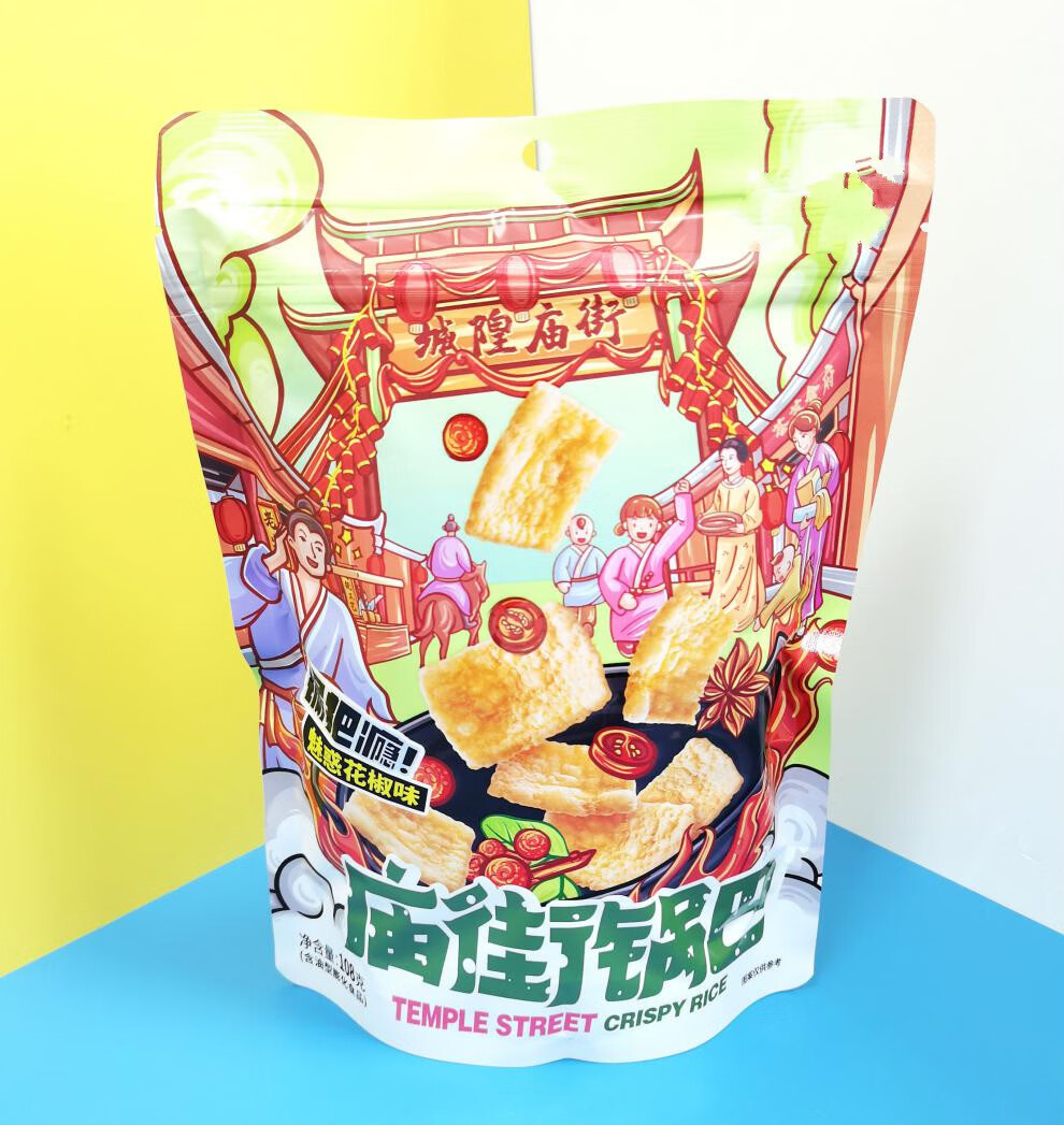 地摊庙街锅巴108g*4袋怀旧花椒烧烤玉米味网红零食 高辣味108g*8袋【