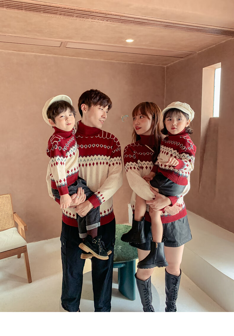 迪士尼特价捡漏圣诞亲子装冬款2021新款潮一家三口母子毛衣秋冬母女装
