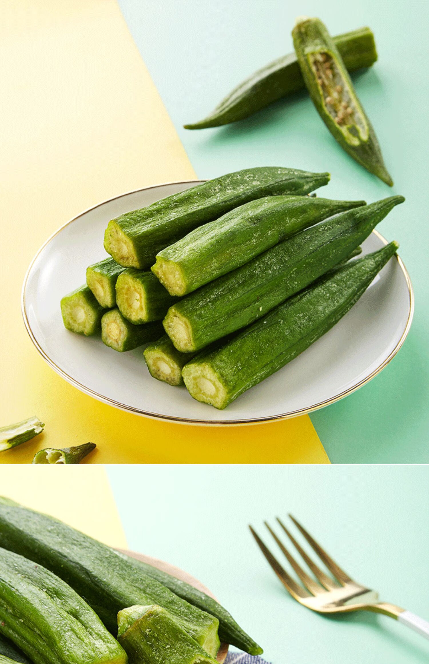 比比赞秋葵干即食秋葵脆果蔬脆片散装脱水蔬菜脆儿童休闲零食食品 50g