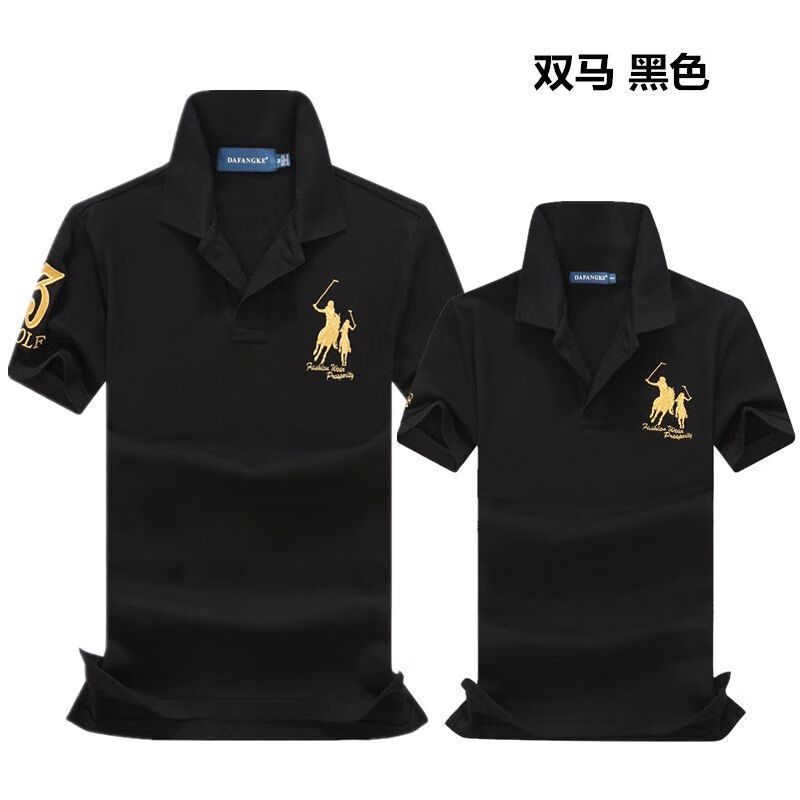 翻领半袖保罗衫修身显瘦男女短袖t恤带领上衣情侣运动polo衫马标t恤