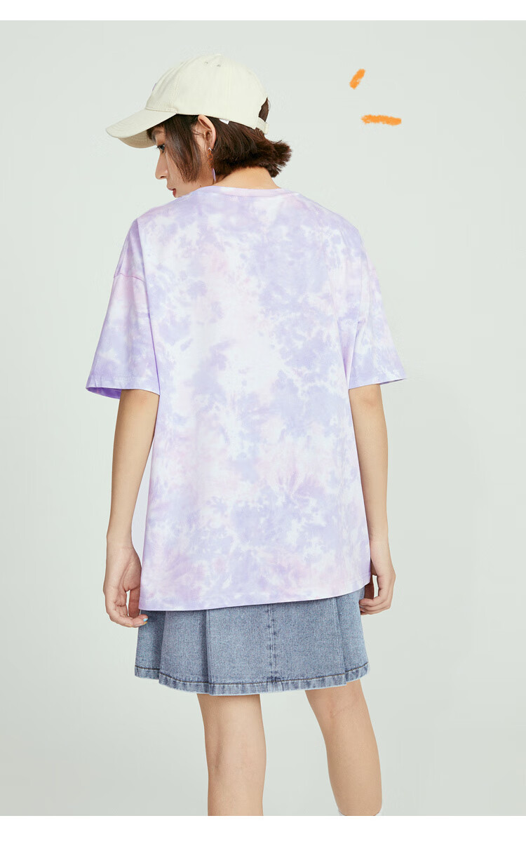 【蜡笔小新联名】乐町印花扎染t恤2021春季新款潮酷短袖t恤女宽松 混